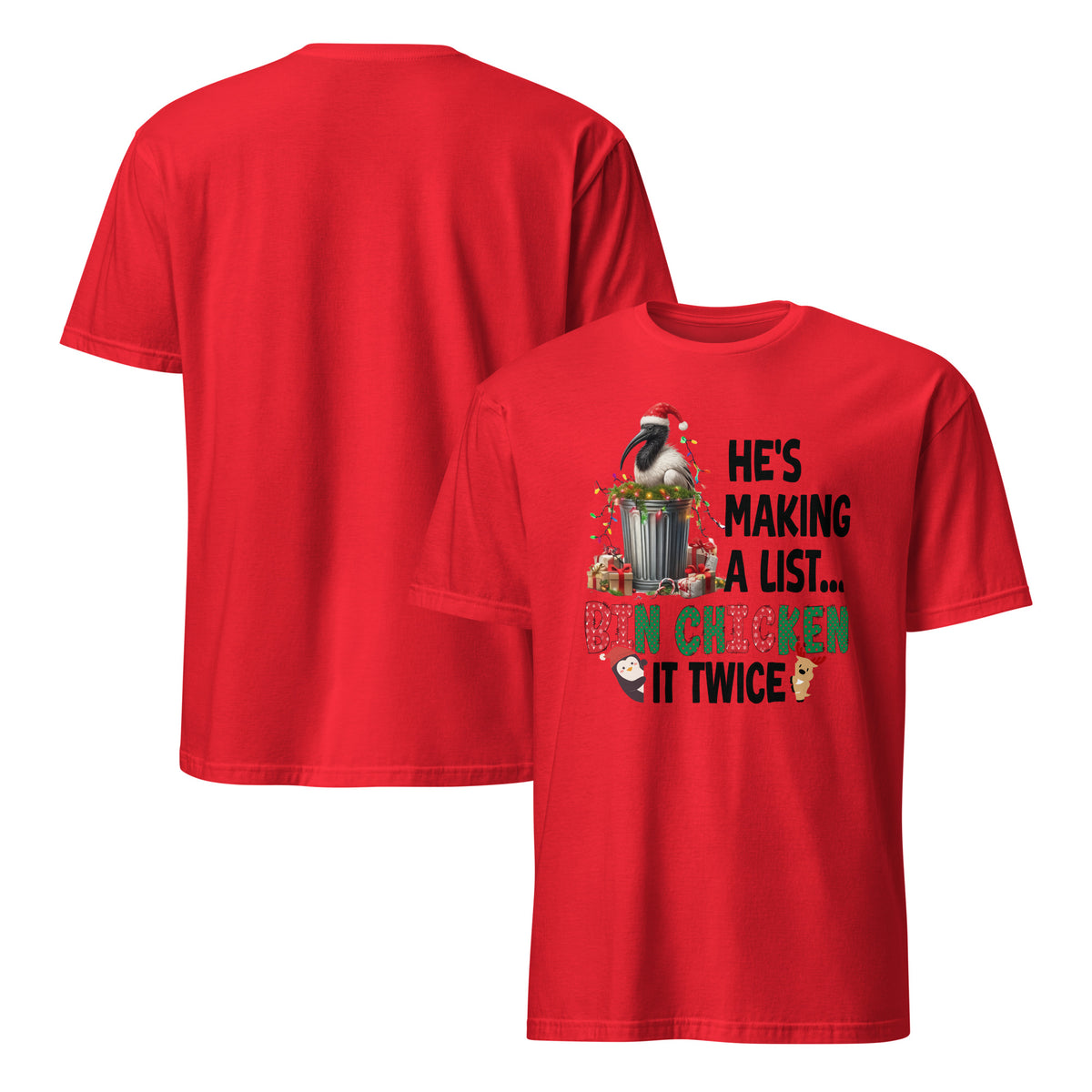 Bin Chicken It Twice Santa Ibis T-Shirt – Aussie Christmas Tee
