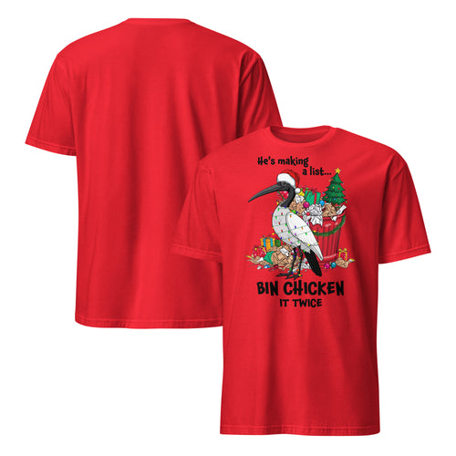 Bin Chicken Christmas T-Shirt – Funny Aussie Ibis Santa Tee
