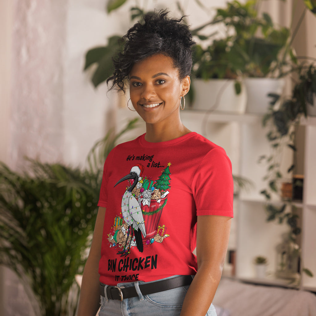 Bin Chicken Christmas T-Shirt – Funny Aussie Ibis Santa Tee