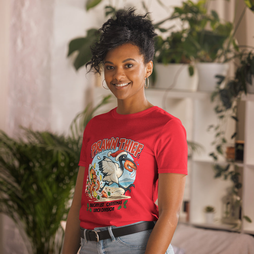 Prawn Thief Christmas T-Shirt – Funny Bin Chicken Aussie Design
