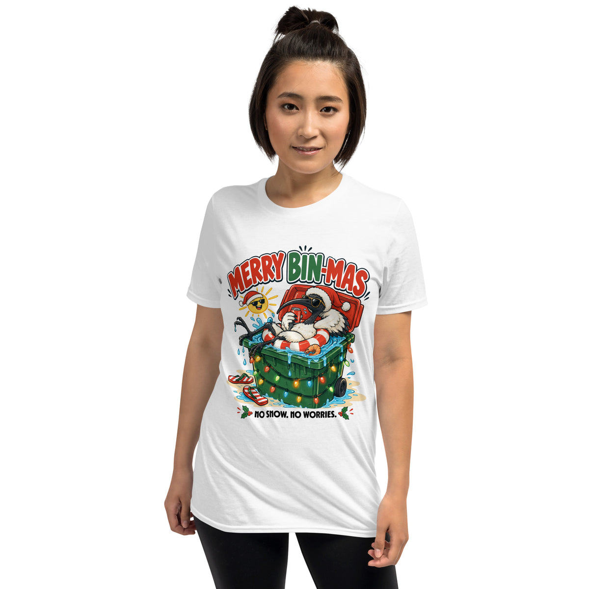 Merry Bin-Mas Unisex T-Shirt – Funny Summer Christmas Bin Chicken Tee