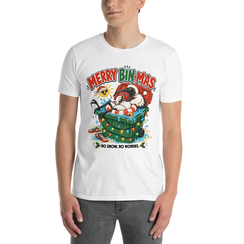 Merry Bin-Mas Unisex T-Shirt – Funny Summer Christmas Bin Chicken Tee