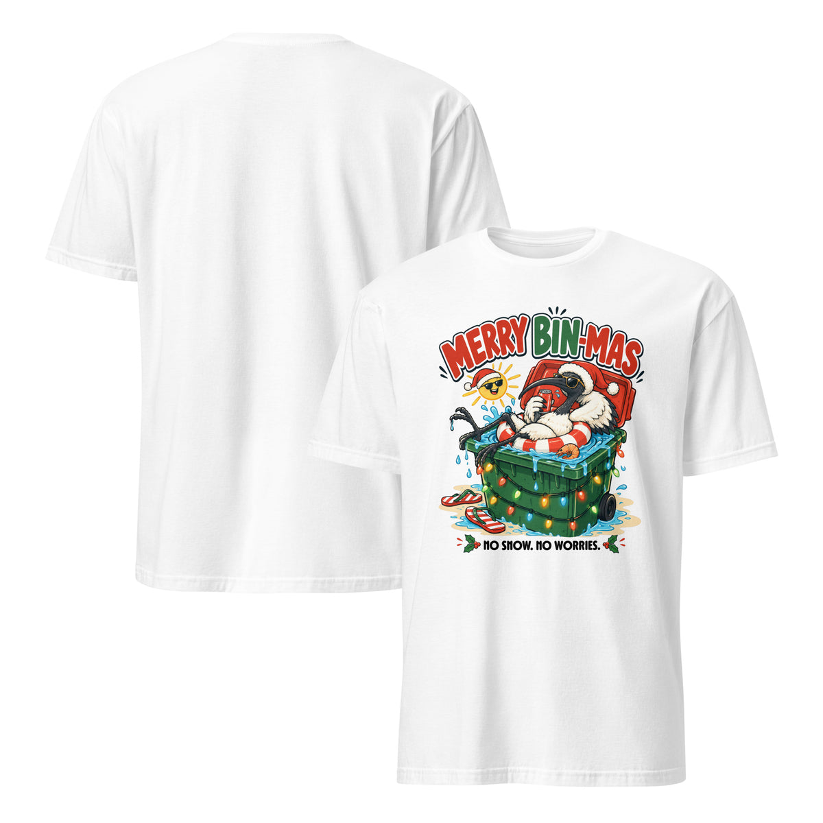 Merry Bin-Mas Unisex T-Shirt – Funny Summer Christmas Bin Chicken Tee