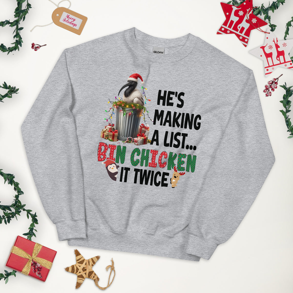 Santa Ibis Bin Chicken It Twice Christmas Jumper Sweatshirt